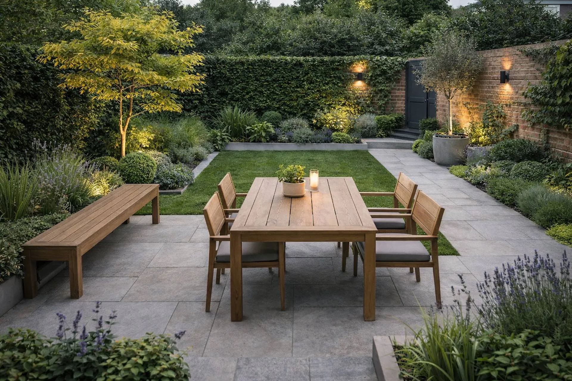 Jardin méditerranéen minimaliste réalisé par Bontemps Paysagiste